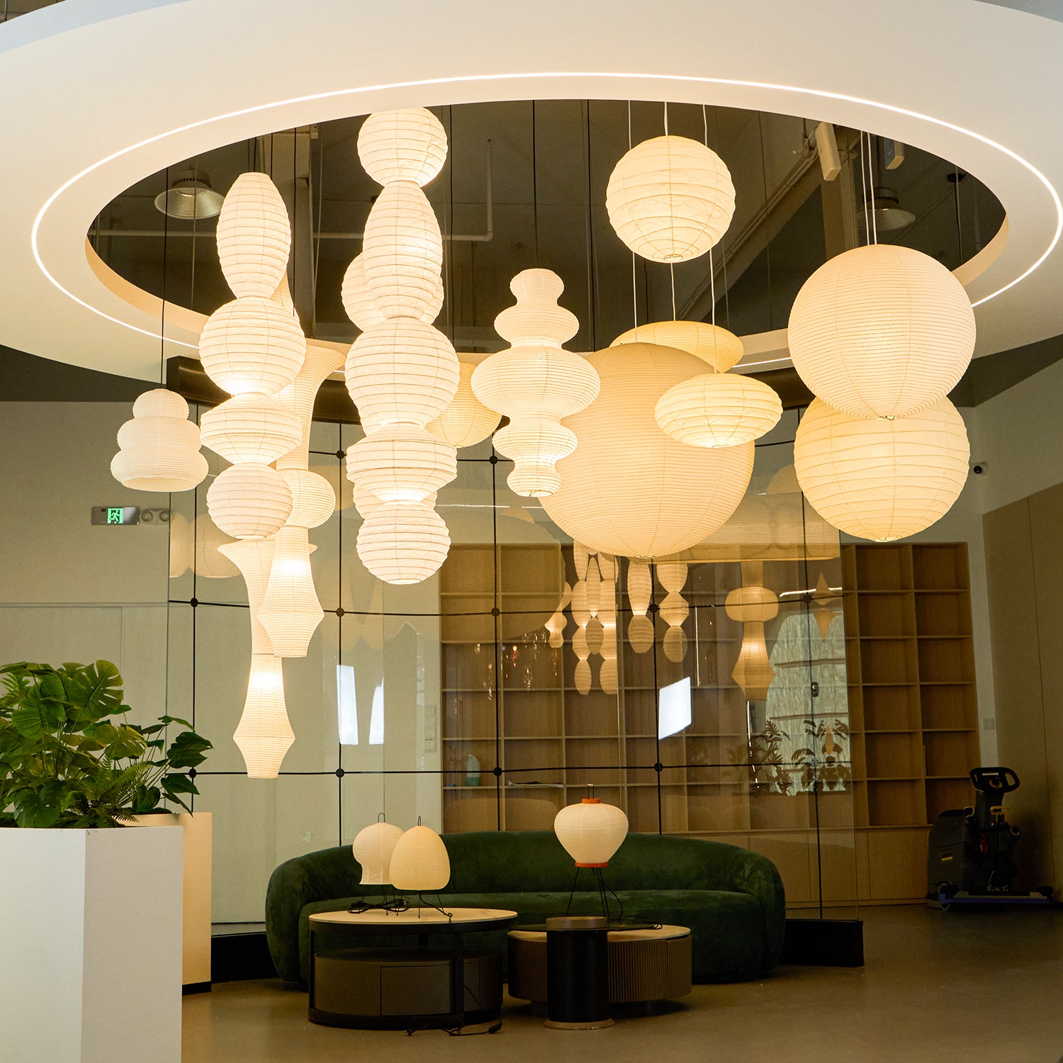 Stacked Ribbed Paper Swag Pendant Light