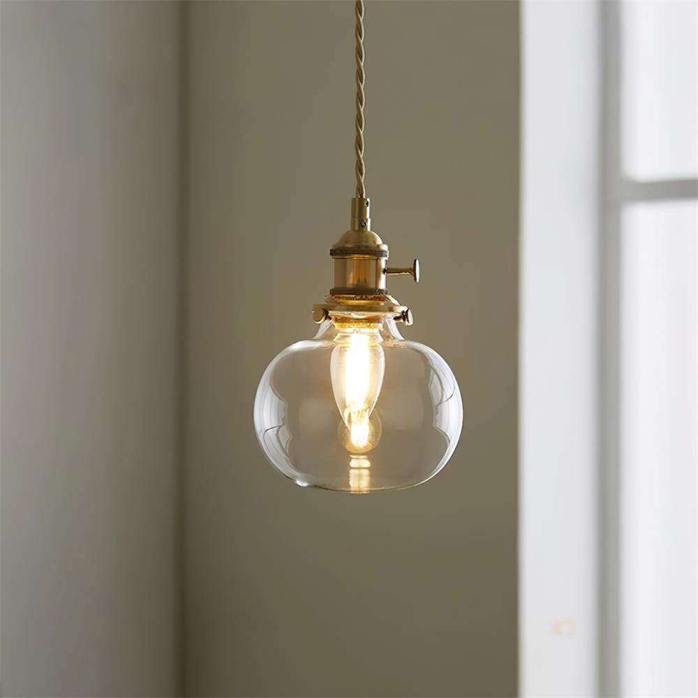 Brass Glass Hardwired Pendant Lamp