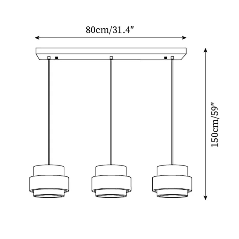 3-lichts kap 80 cm, totale hoogte 150 cm