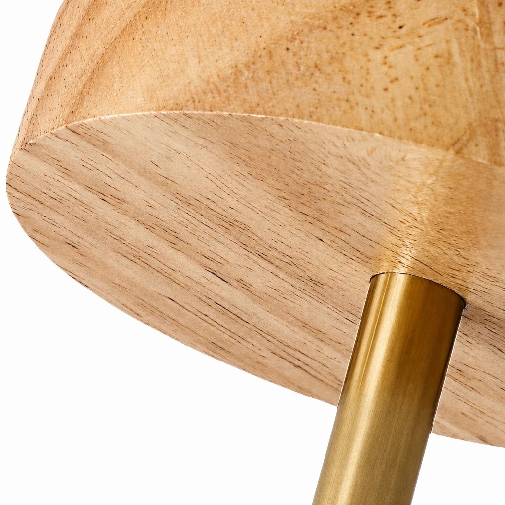 Houten kap met houtnerf en messing schacht.