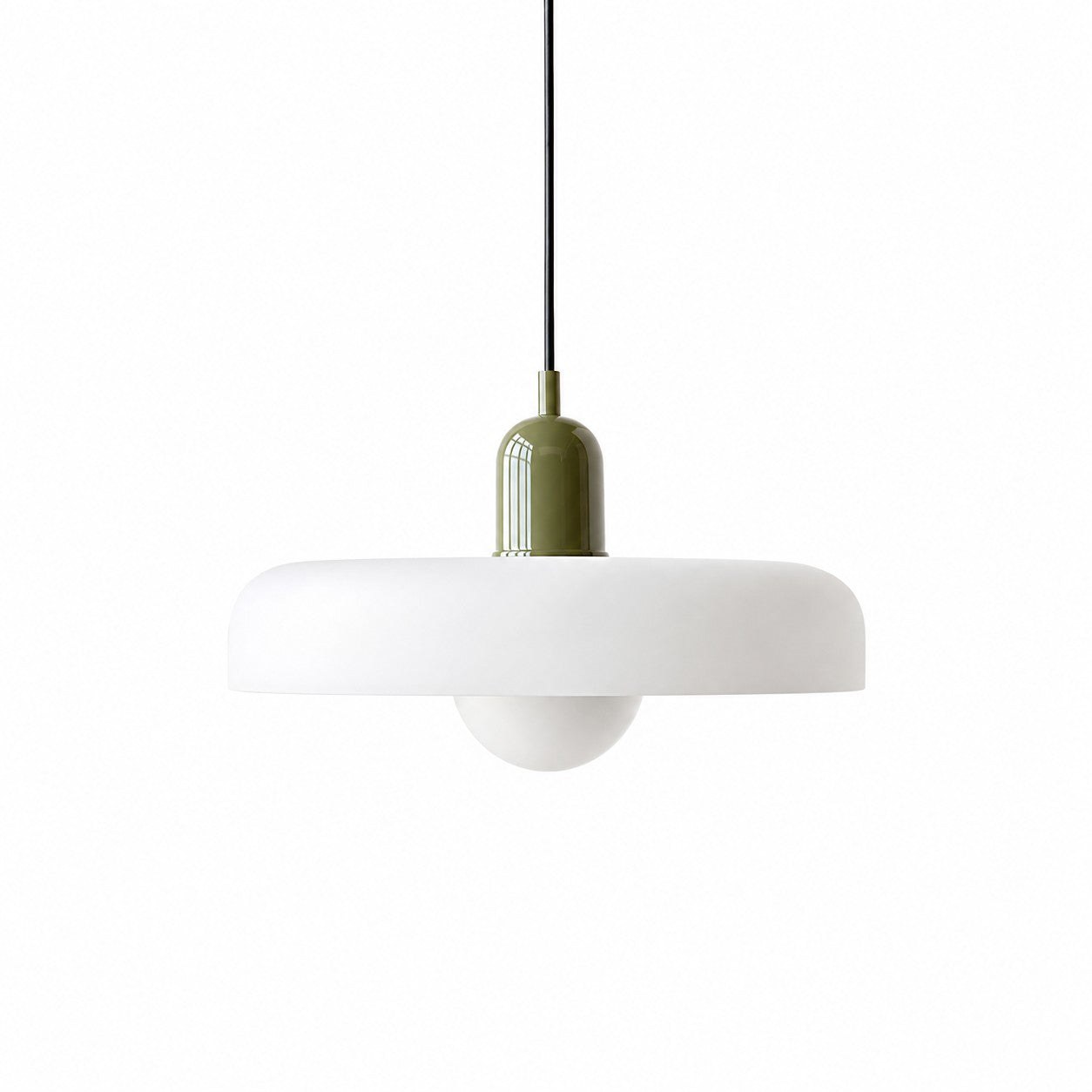 Green surface with white glass shade