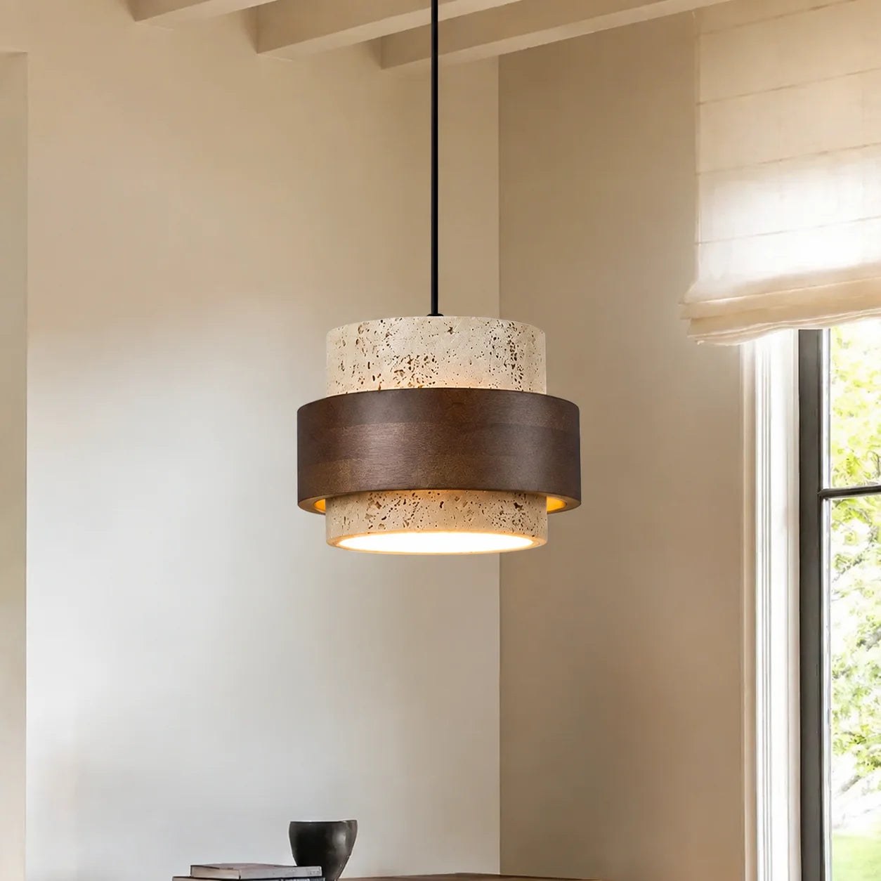 Pendant in a bright interior corner