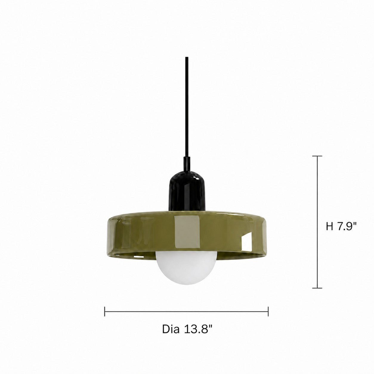 Alternate studio angle of the glass disc pendant