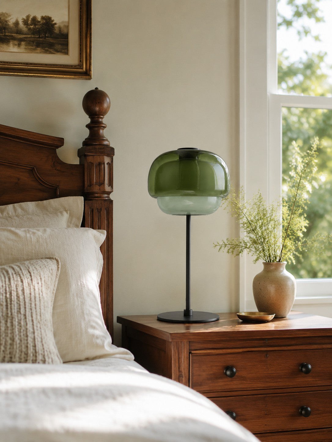 Clinco Mid Century Modern Glass Mushroom Table Lamp – Double Layer Glass Table Lamp for Nightstands and Sideboards 13