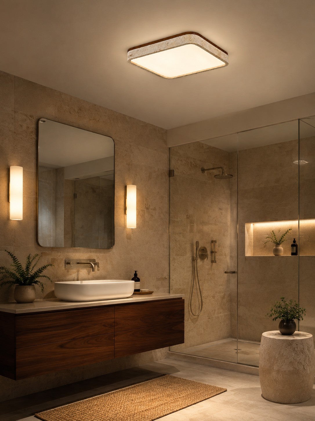 Travira Sculptural Travertine Ceiling Fixture - Soft Ambient Light for Bedroom Living Room or Entryway 32