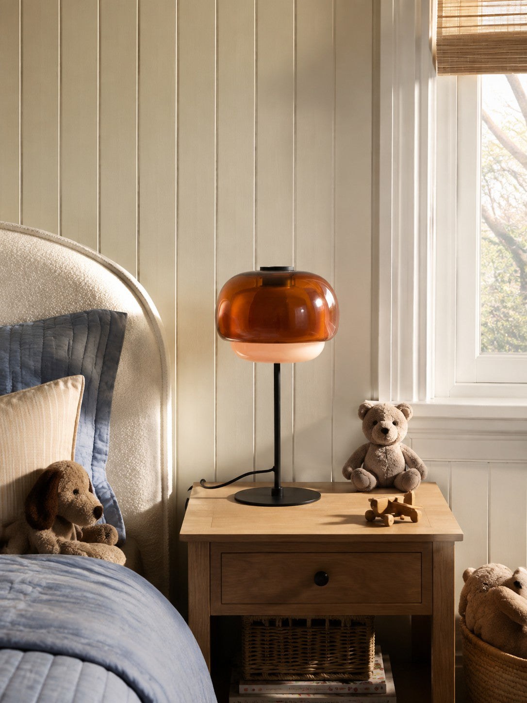 Clinco Mid Century Modern Glass Mushroom Table Lamp – Double Layer Glass Table Lamp for Nightstands and Sideboards 17
