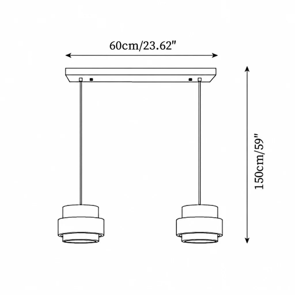 2-lichts kap 60 cm, totale hoogte 150 cm