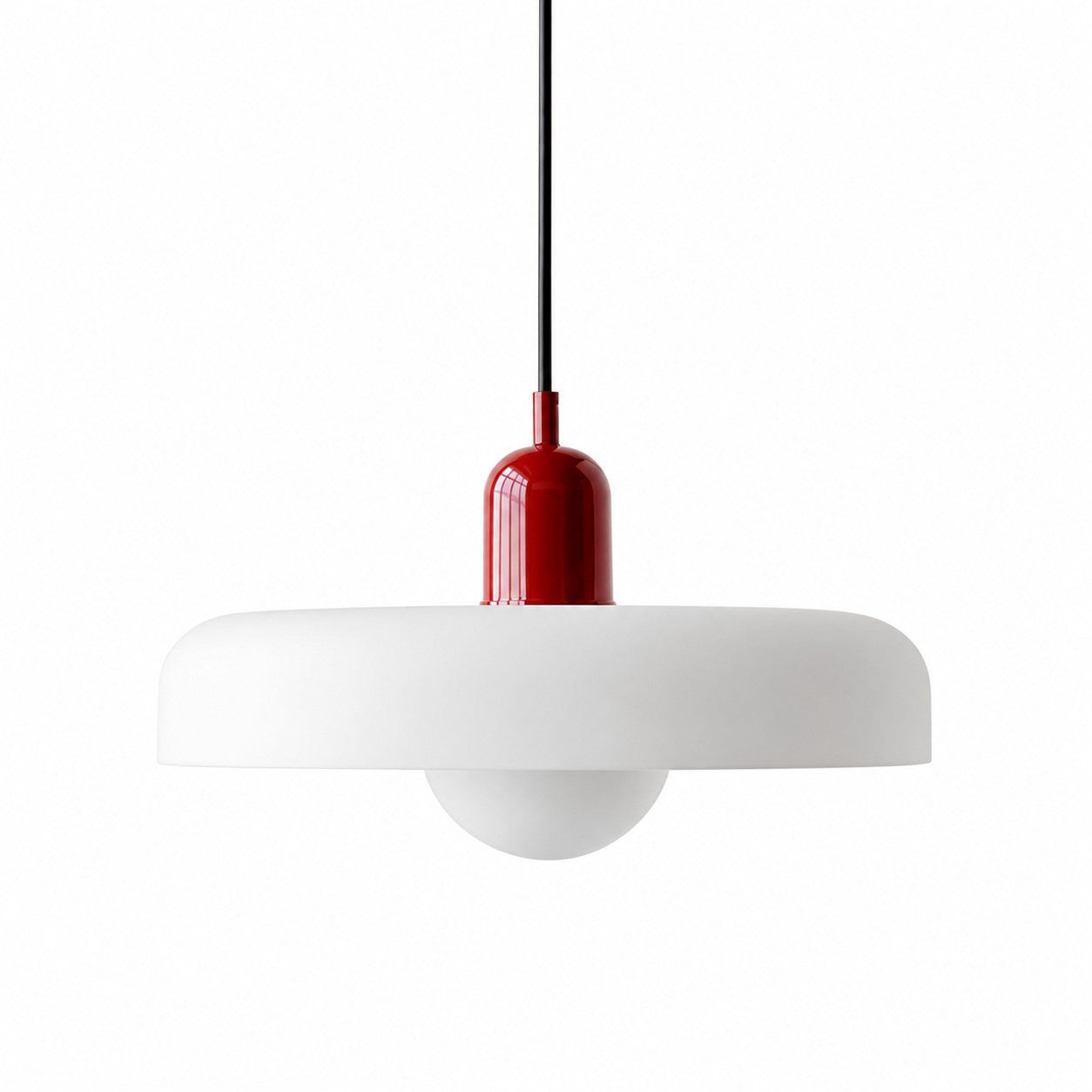 Red surface with white glass shade