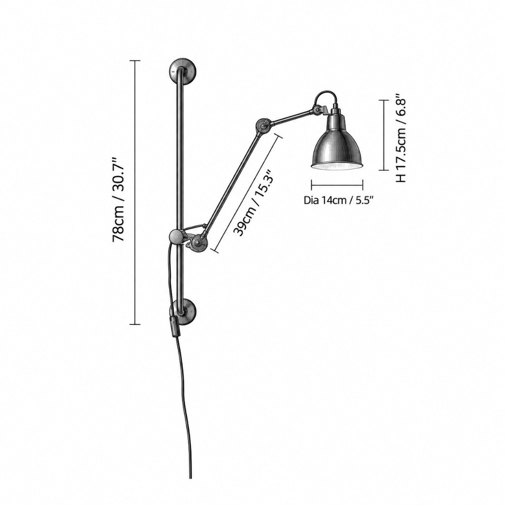 Articula dimensionaal tekeningsmodel E Klein, rail 78 cm, arm 39 cm