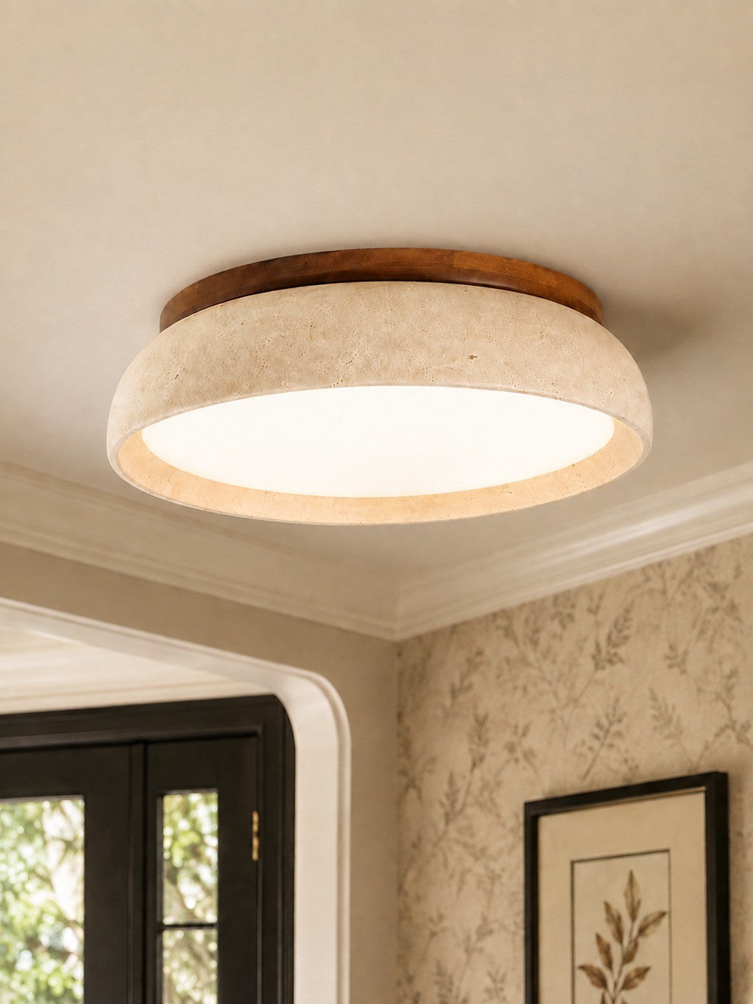 Travira Sculptural Travertine Ceiling Fixture - Soft Ambient Light for Bedroom Living Room or Entryway 12