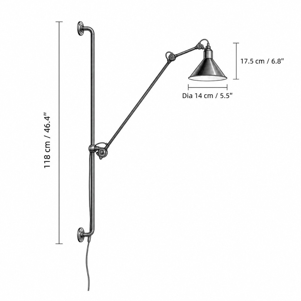 Maattekening model E Groot, rail 118 cm