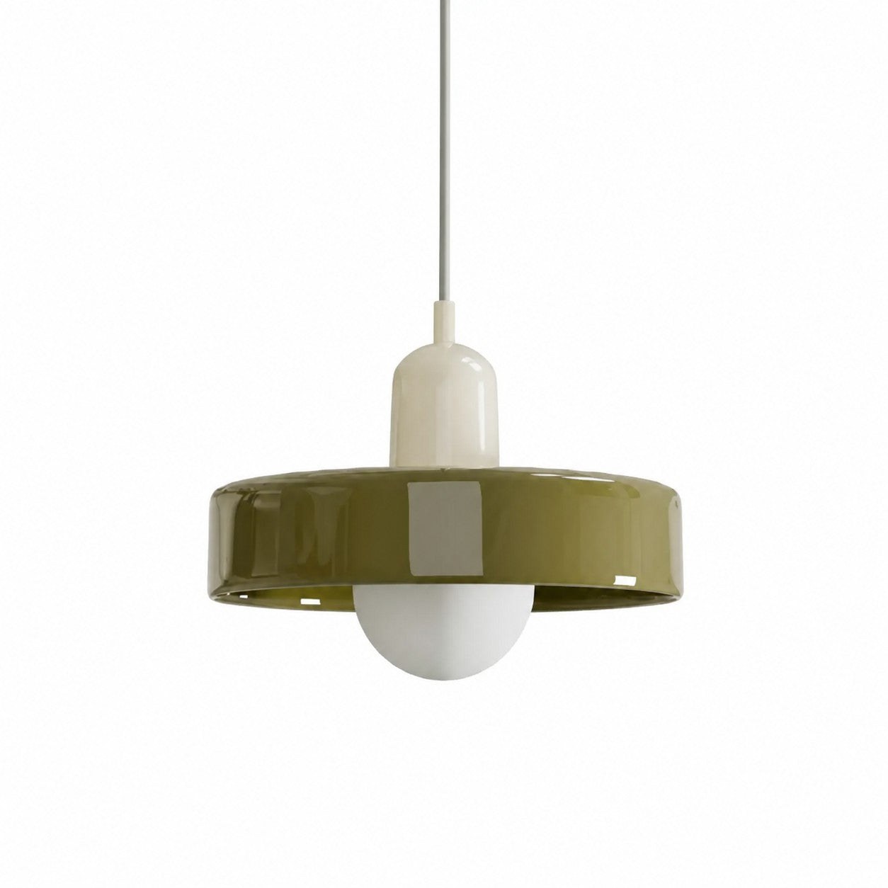 Beige surface with green glass shade