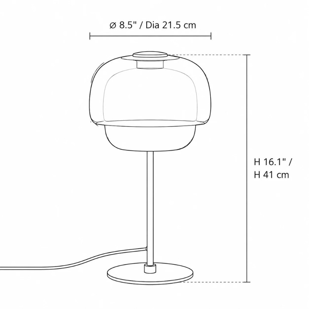 Afmetingen Kinoko tafellamp: Ø 21,5 cm, H 41 cm