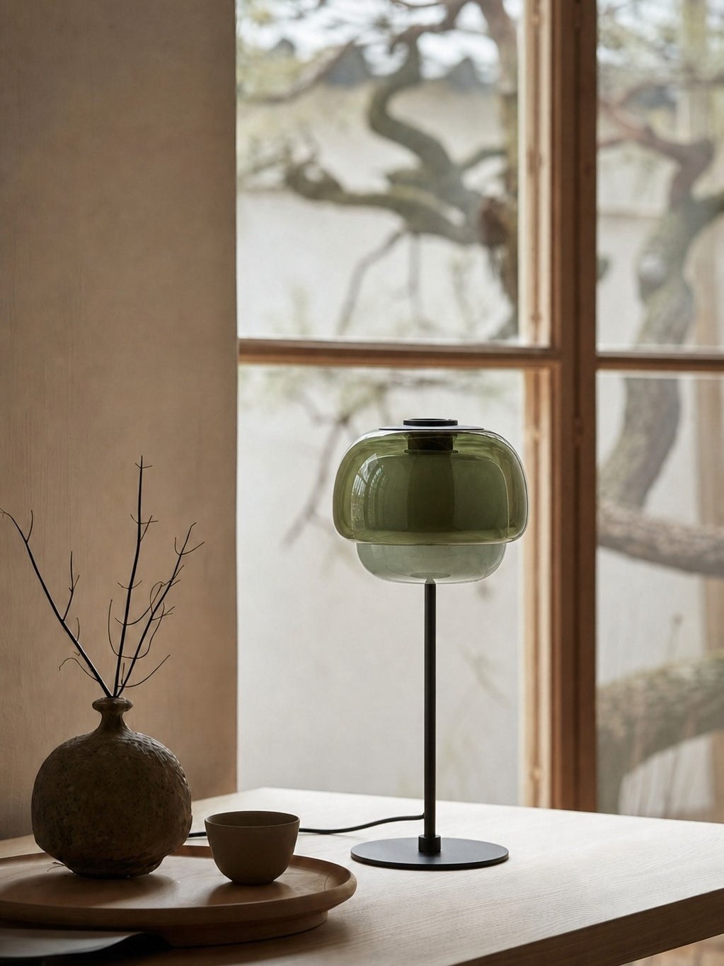 Clinco Mid Century Modern Glass Mushroom Table Lamp – Double Layer Glass Table Lamp for Nightstands and Sideboards 1
