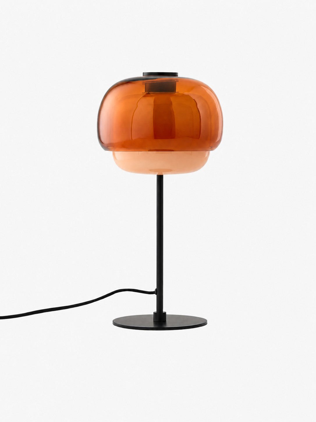 Kinoko tafellamp met donkeroranje glas