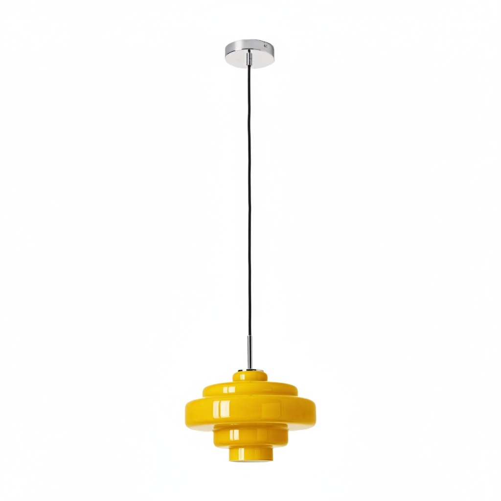 Koloro Colored Glass Shade Pendant Lamp – Adjustable Suspension Modern Interior Lighting Fixture 27