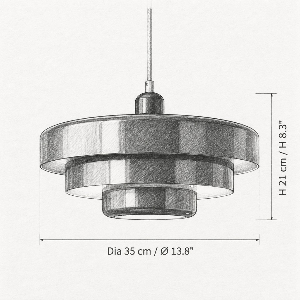Maattekening 1-licht, Ø 35 cm × H 21 cm