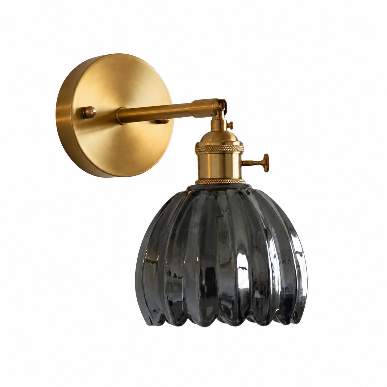 Verdoma tulip glass wall lamp smoky grey shade