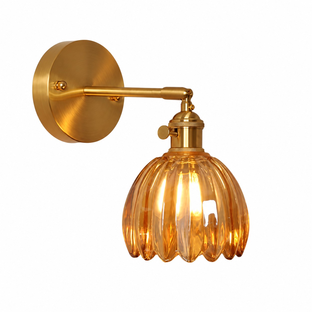 Verdoma tulip glass wall lamp amber shade