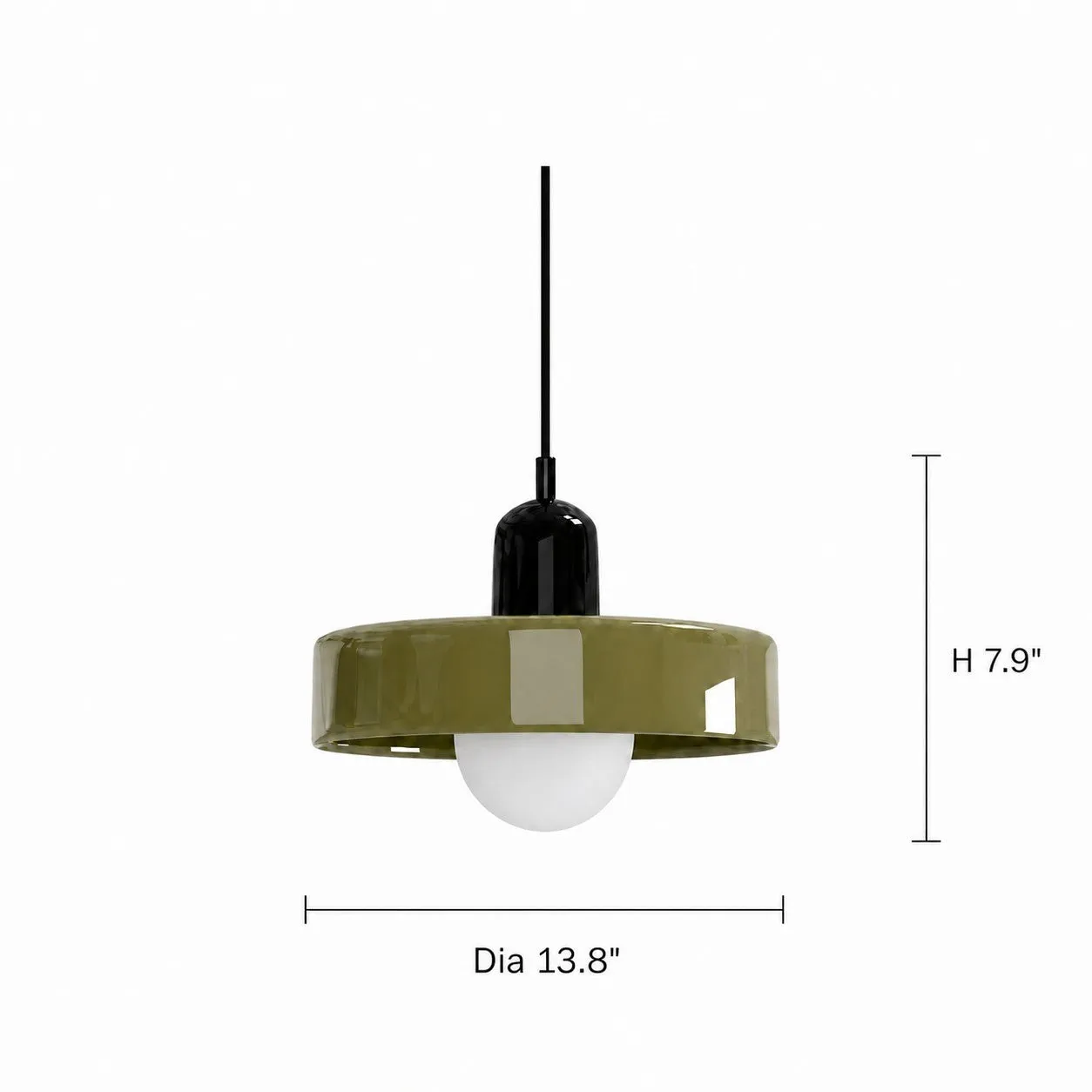 Alternate studio angle of the glass disc pendant