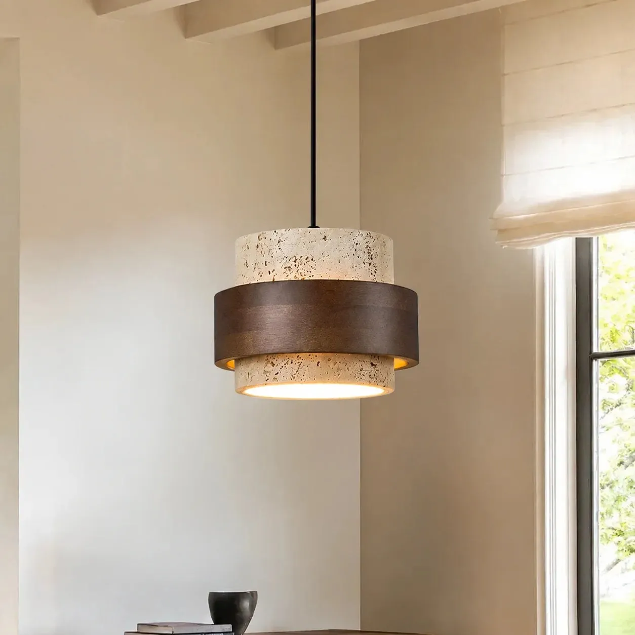 Pendant in a bright interior corner