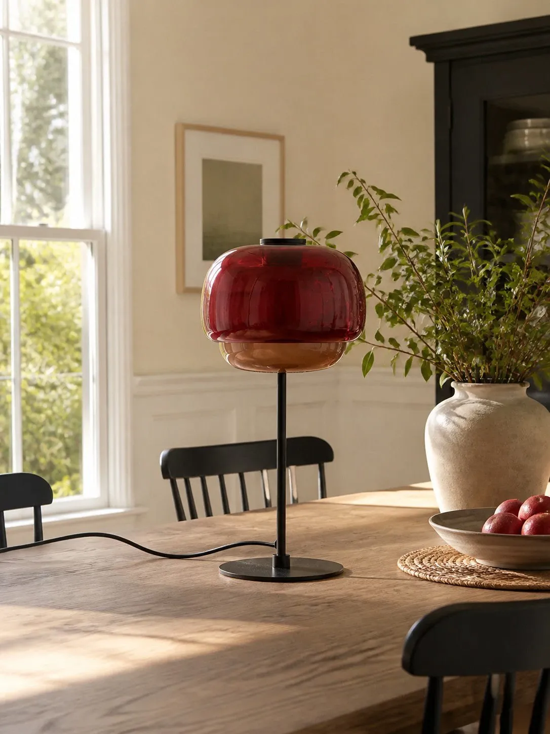 Clinco Mid Century Modern Glass Mushroom Table Lamp – Double Layer Glass Table Lamp for Nightstands and Sideboards 18