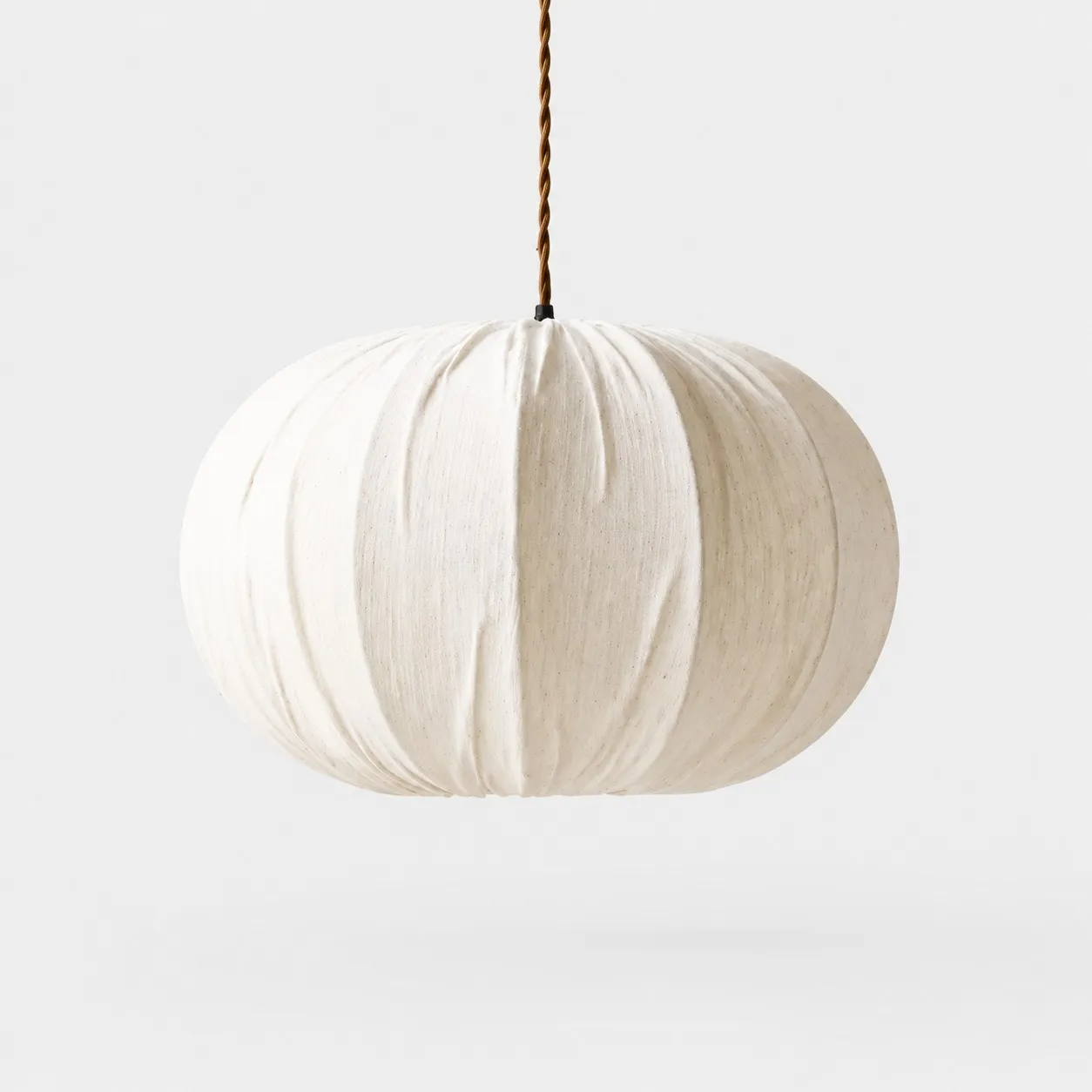 Oatmeal fabric globe pendant light front view