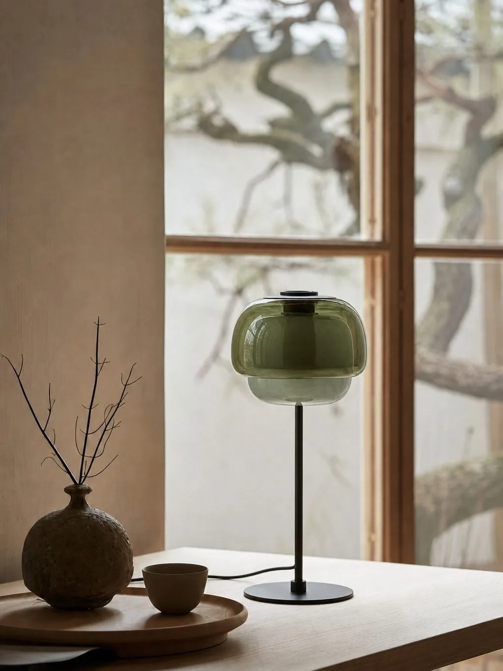 Clinco Mid Century Modern Glass Mushroom Table Lamp – Double Layer Glass Table Lamp for Nightstands and Sideboards 1