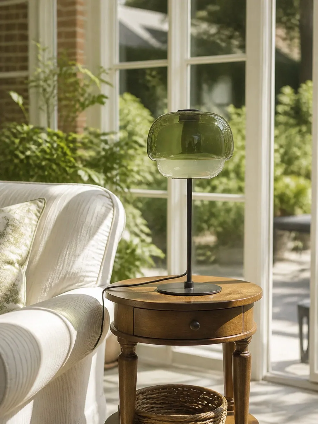Clinco Mid Century Modern Glass Mushroom Table Lamp – Double Layer Glass Table Lamp for Nightstands and Sideboards 11