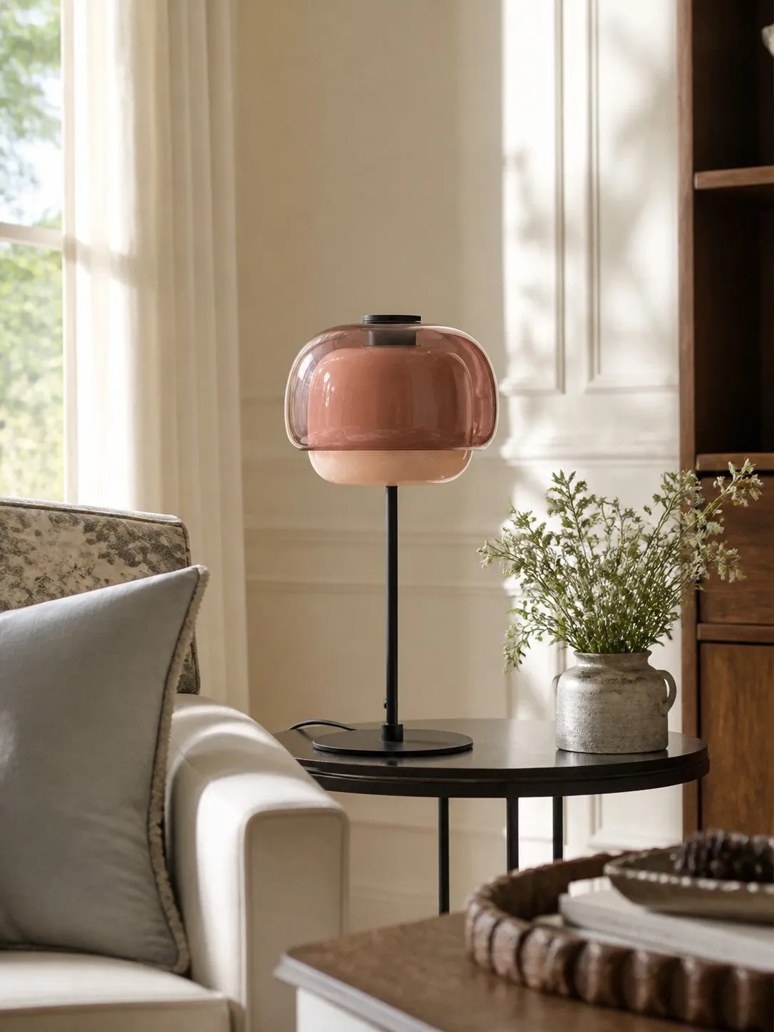 Clinco Mid Century Modern Glass Mushroom Table Lamp – Double Layer Glass Table Lamp for Nightstands and Sideboards 9