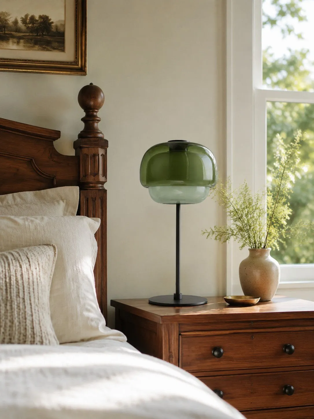 Clinco Mid Century Modern Glass Mushroom Table Lamp – Double Layer Glass Table Lamp for Nightstands and Sideboards 13