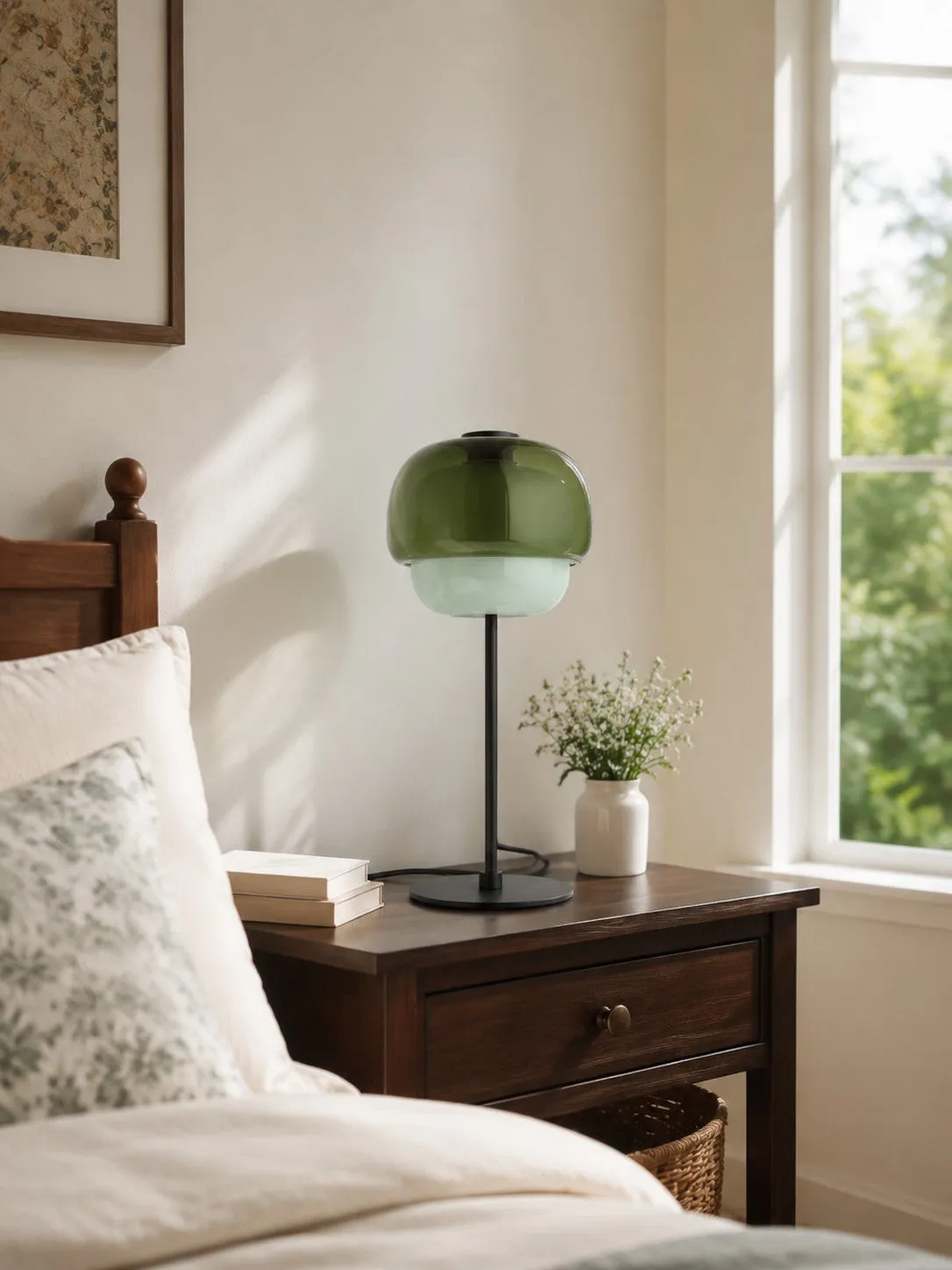 Clinco Mid Century Modern Glass Mushroom Table Lamp – Double Layer Glass Table Lamp for Nightstands and Sideboards 15