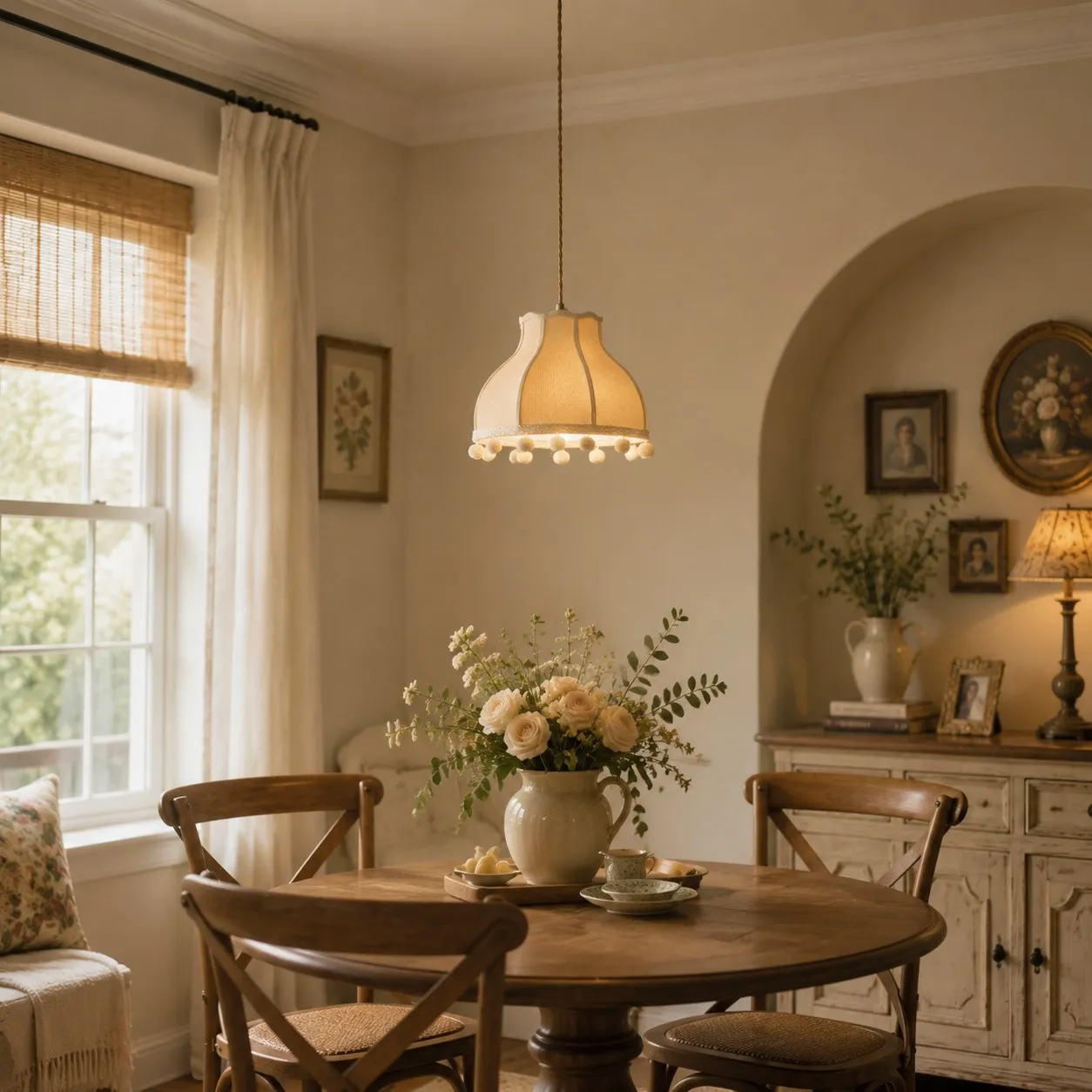 Milk White pendant in a bright dining room