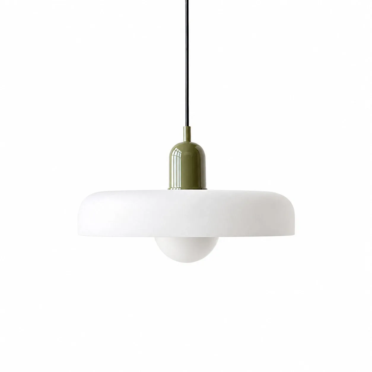 Green surface with white glass shade