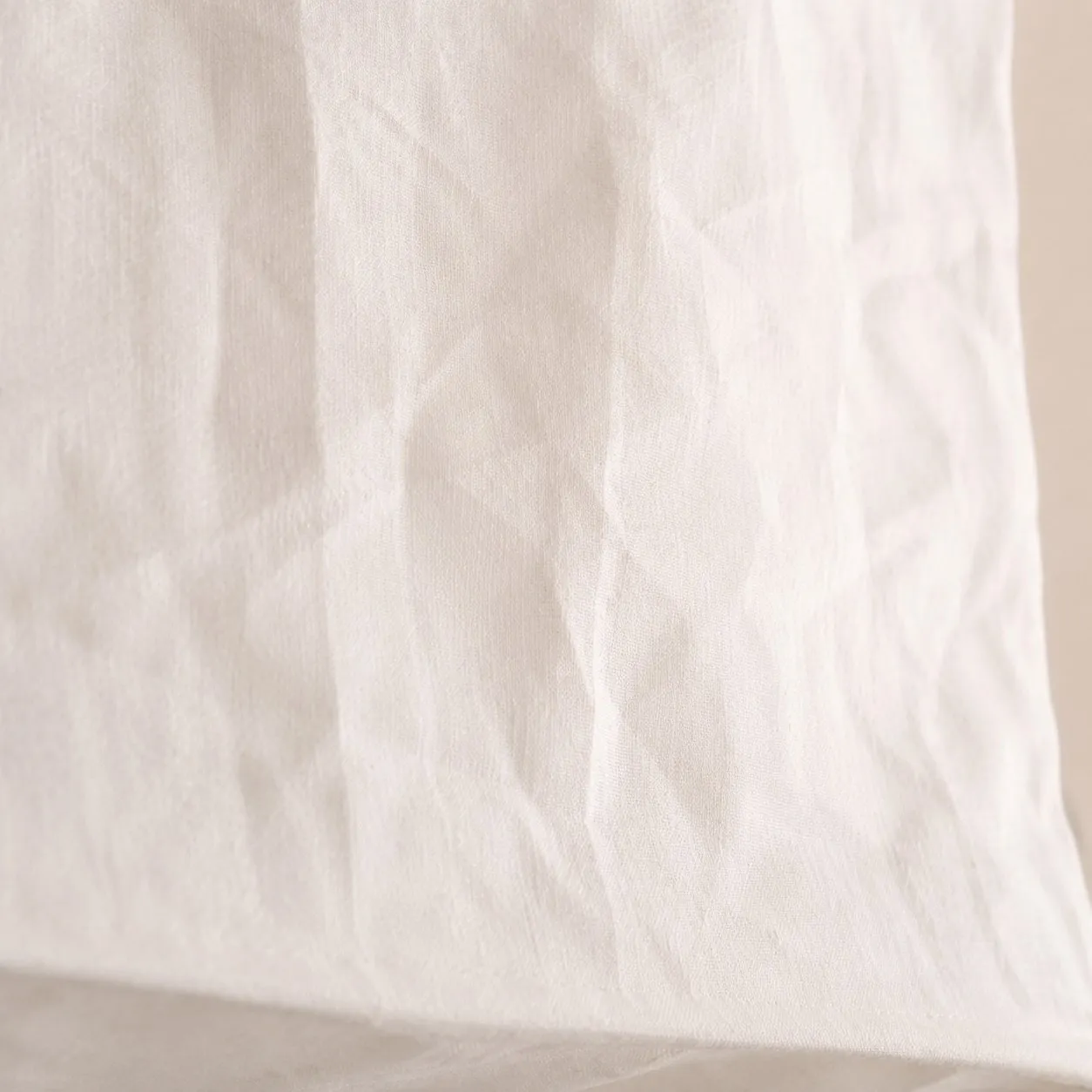 Close view of the natural linen shade texture