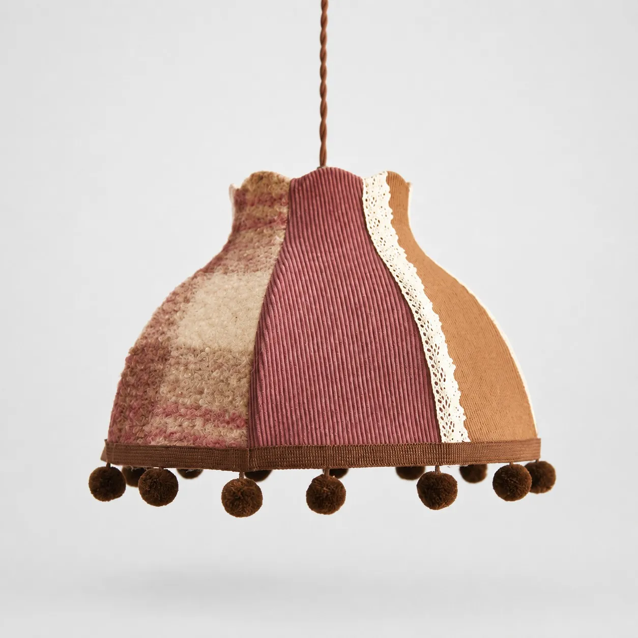 Vintage Red Patchwork fabric pendant light