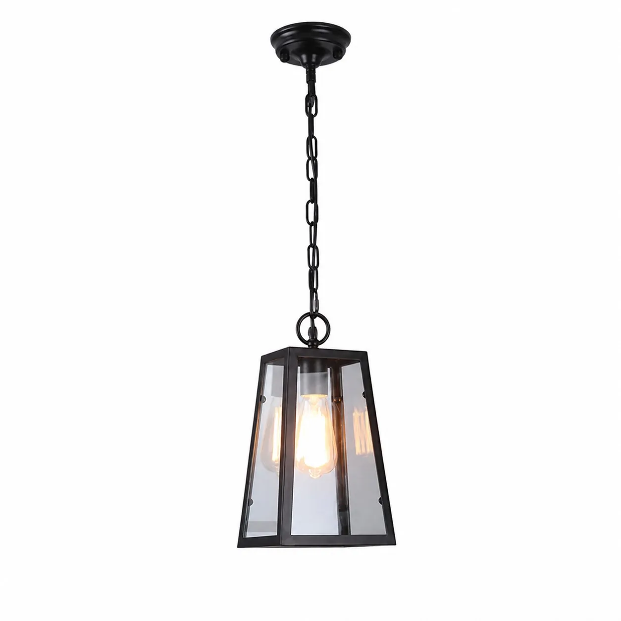 Black trapeze glass pendant light fixture only