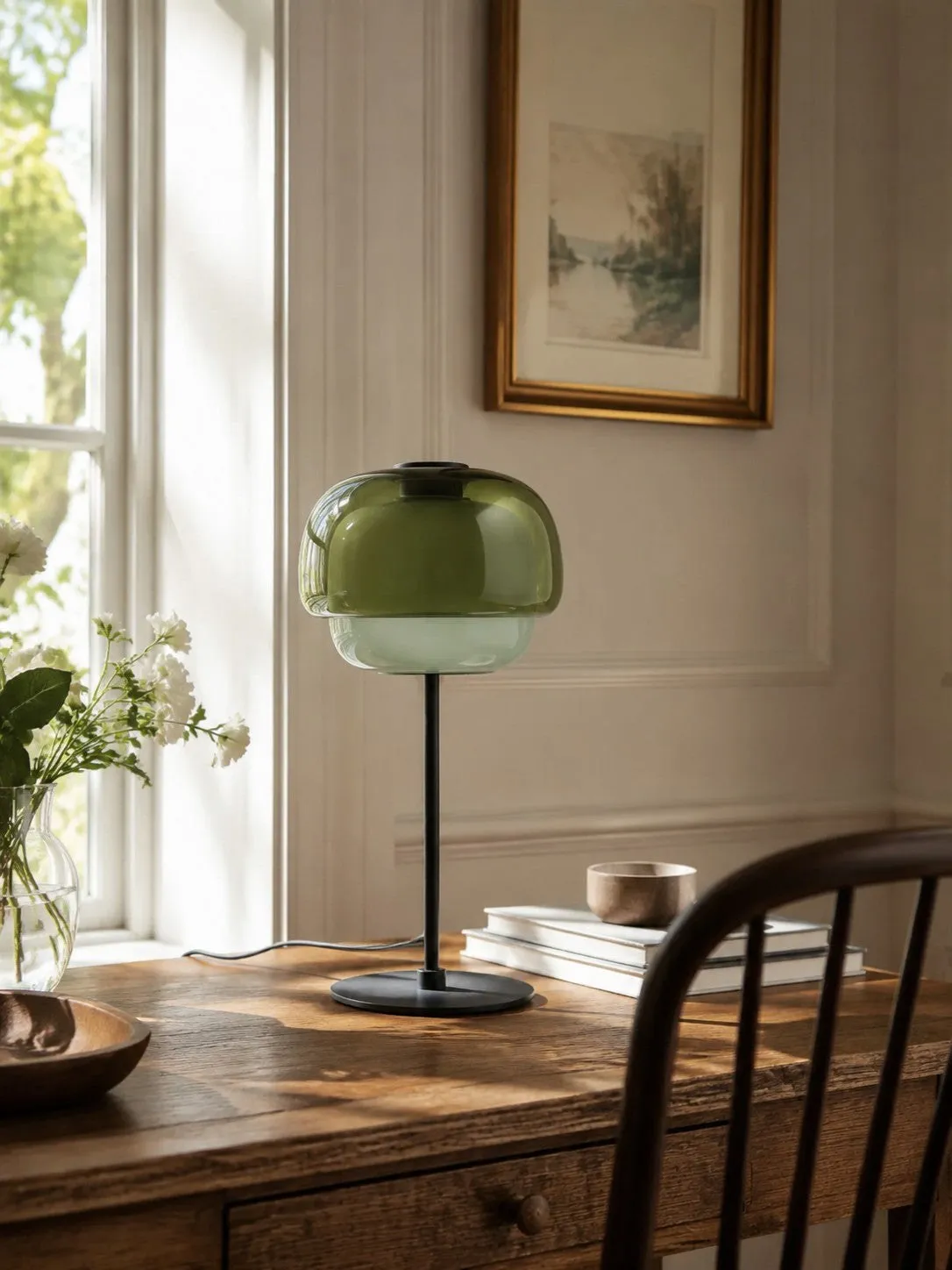 Clinco Mid Century Modern Glass Mushroom Table Lamp – Double Layer Glass Table Lamp for Nightstands and Sideboards 14