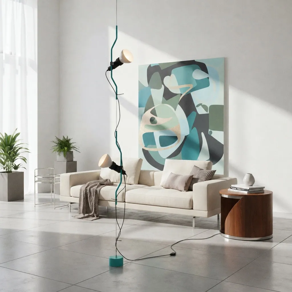 Multicolored Floor Lamp With Line