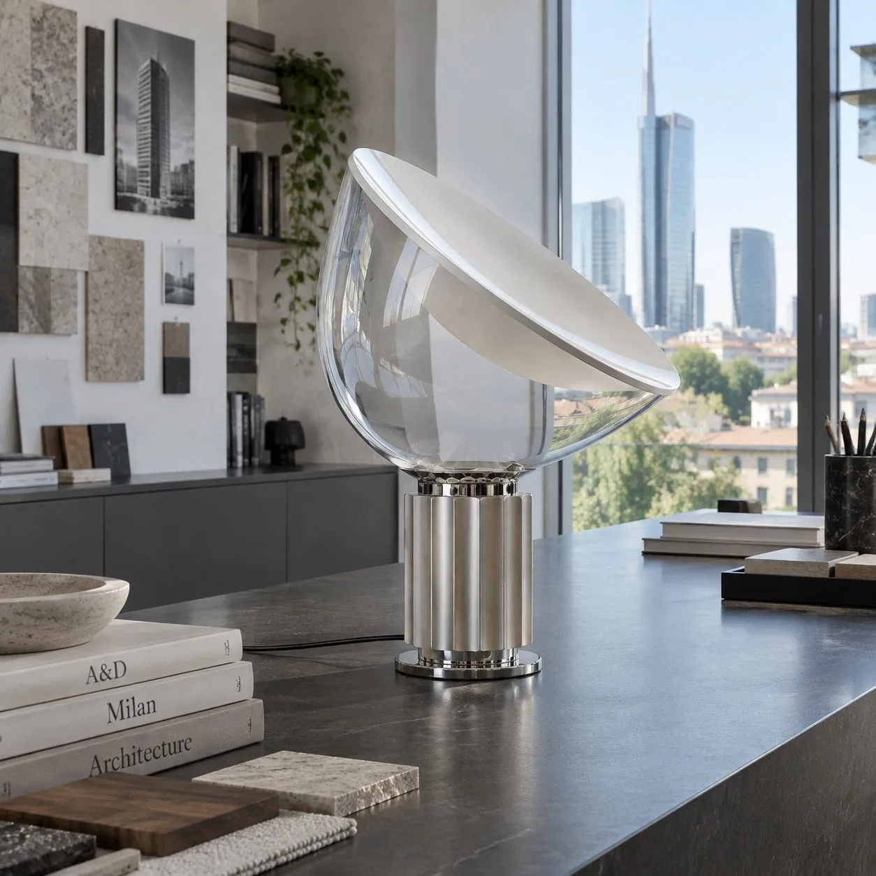 Bowlum Modern Bowl Shaped Glass Table Lamp