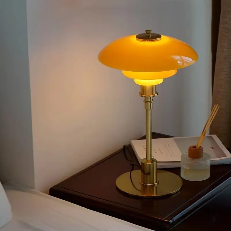 Three-Tier Glass Table Lamp for Nightstand and Living Room, Metal Base, 28 cm / 11 in