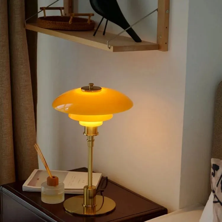 Three-Tier Glass Table Lamp for Nightstand and Living Room, Metal Base, 28 cm / 11 in