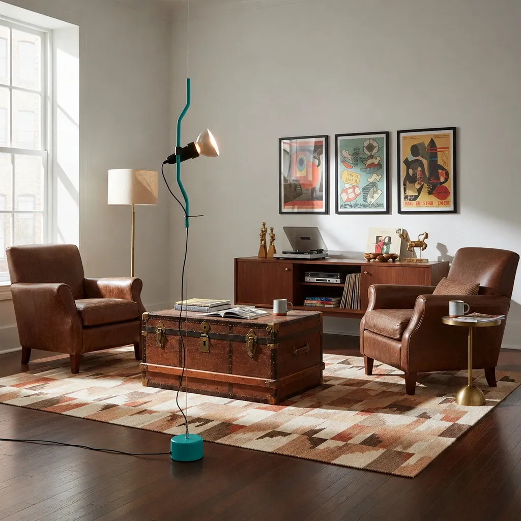 Multicolored Floor Lamp With Line