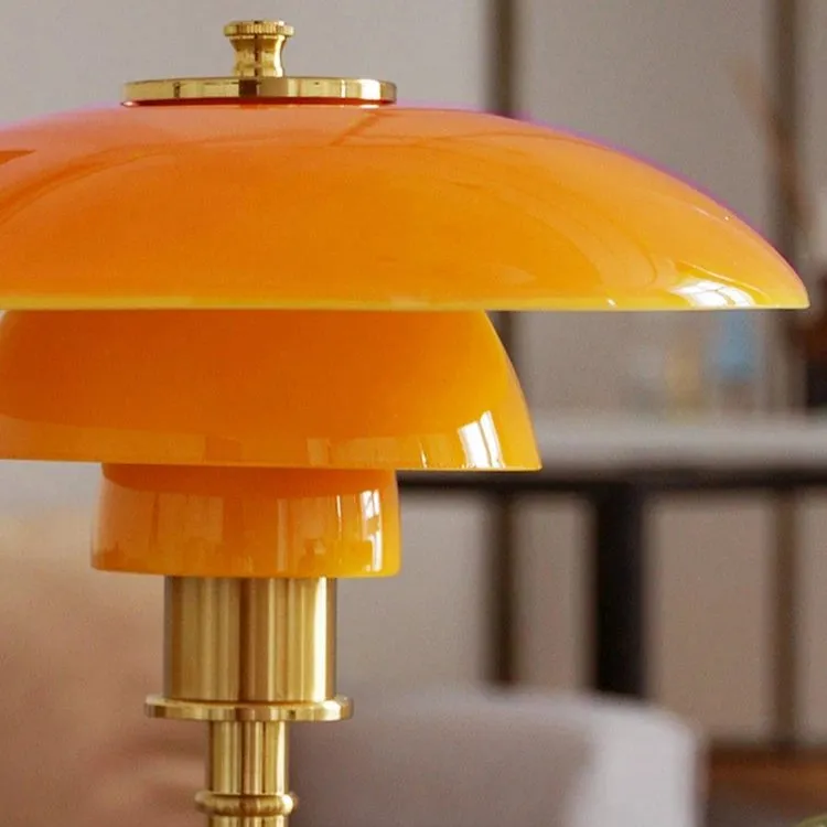 Three-Tier Glass Table Lamp for Nightstand and Living Room, Metal Base, 28 cm / 11 in