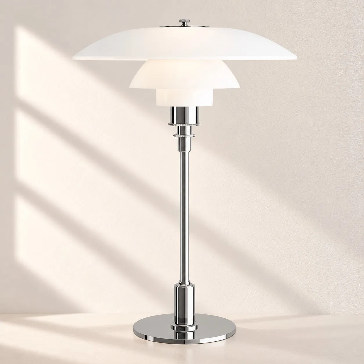 Three-Tier Glass Table Lamp for Nightstand and Living Room, Metal Base, 28 cm / 11 in