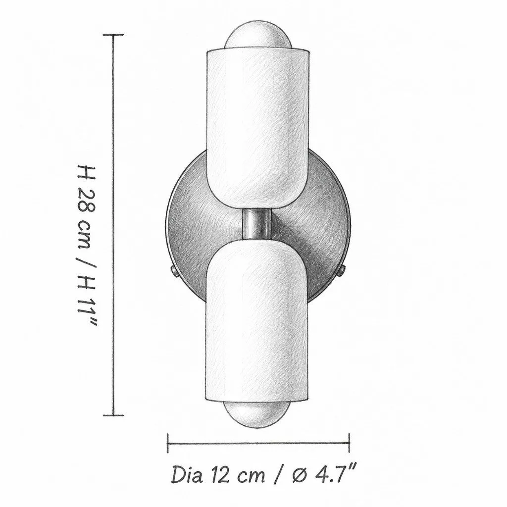 Schéma : hauteur 28 cm, diamètre 12 cm