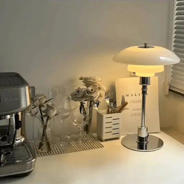 Three-Tier Glass Table Lamp for Nightstand and Living Room, Metal Base, 28 cm / 11 in