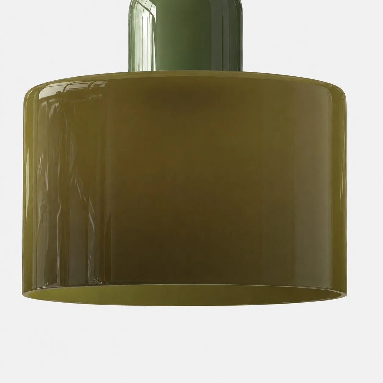 Détail de l'abat-jour tambour en verre arrondi