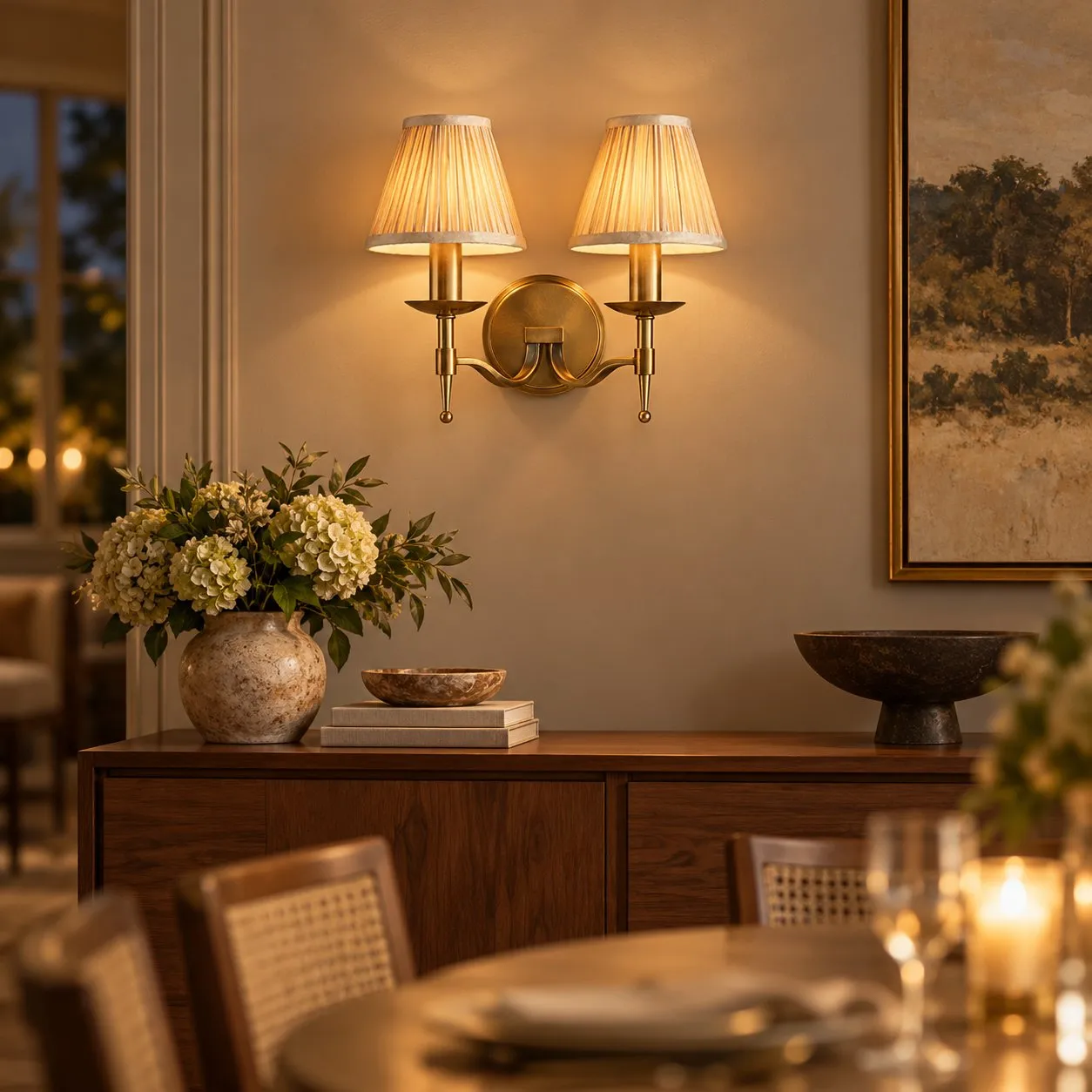 Tela Timeless Transitional Wall Lamp with Fabric Shade for Bedroom Dining Room