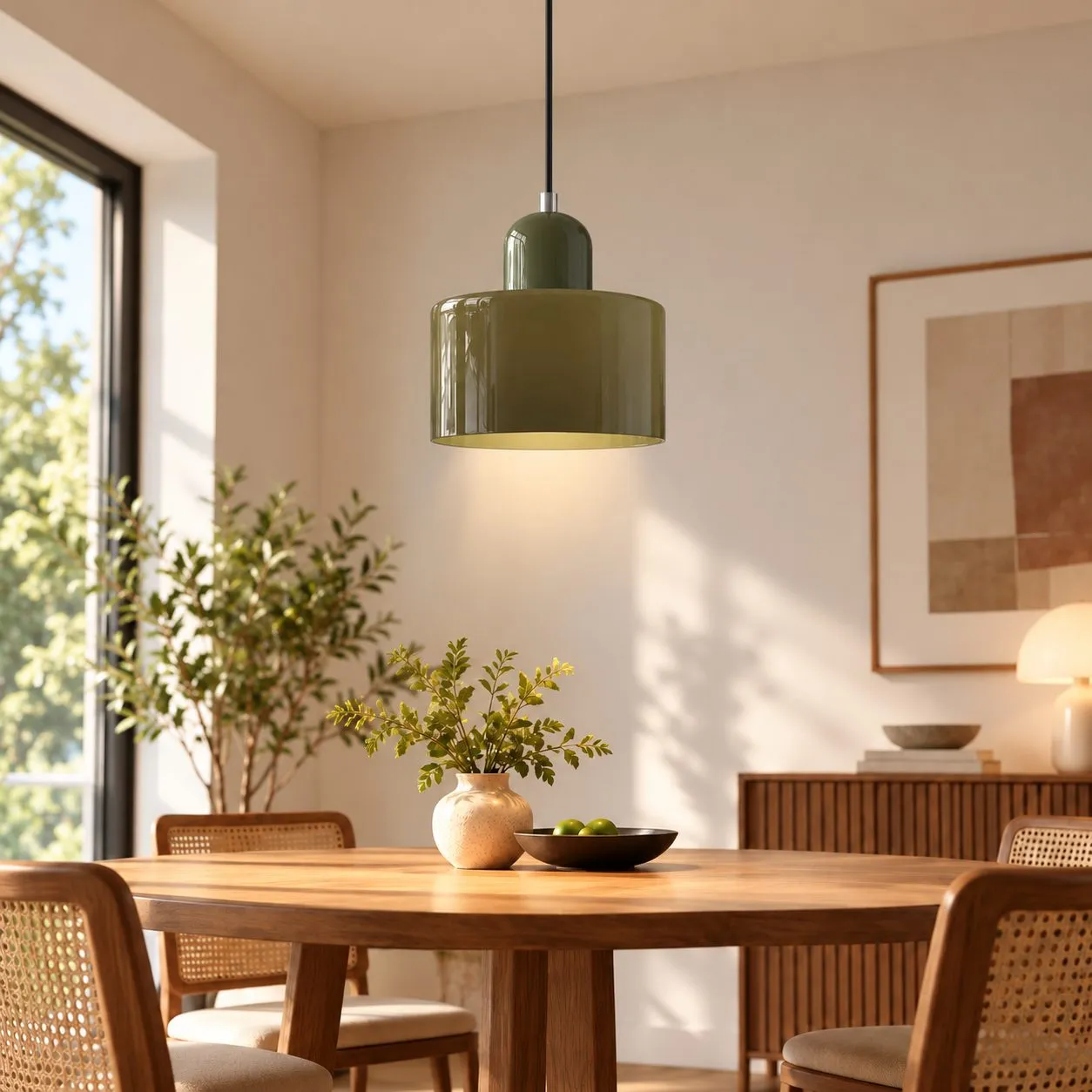 Abat-jour vert · pied vert